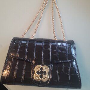 Black pleather shoulder bag